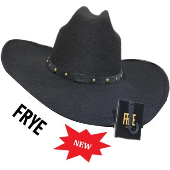 FRYE Wide Brimmed Black Western Cowgirl Rodeo Leather Band Boho Hat🆕⌚📦🏃💨🚚 - Picture 8 of 10
